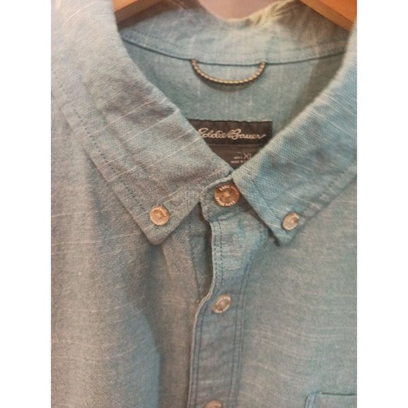 Mens Eddie Bauer Blue Casual Button Shirt Front Pocket Size  XL - Picture 5 of 6